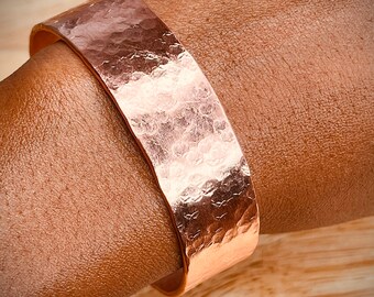 Extra Thick Copper Textured Cuff Bracelet