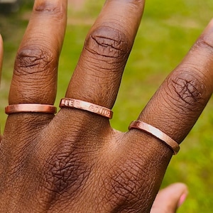 Pure Thick Copper Engraved Band | Copper Textured Ring | Arthritis Ring | Dainty Ring | Minimalist Ring | Engraved Ring  | Custom Ring Gift