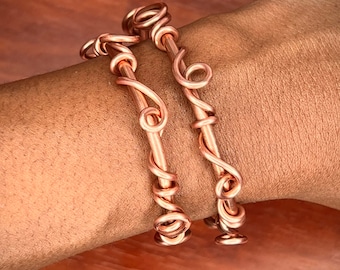 Dicke reine Kupfer Spirale Armreif Manschette verstellbar Geschenk Jahrestag Geburtstag Schmuck