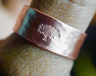 Tree Of LIfe Copper Ring | Copper Cuff Band Ring | Fiancé Gift | Boyfriend Girlfriend Gift