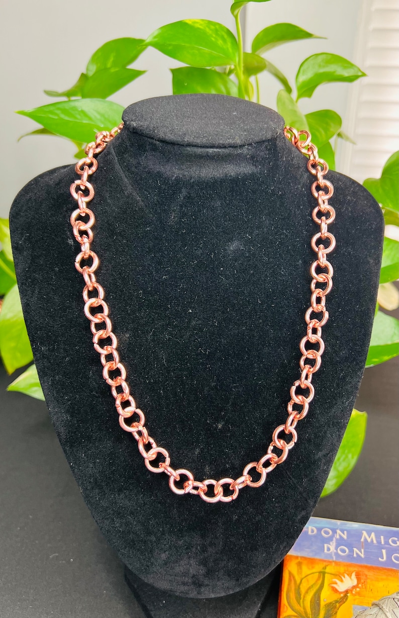Copper Link Chain Necklace | Pure Copper Choker | Arthritis Necklace ...