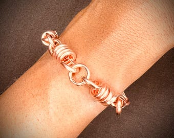 Coiled Copper Link Bracelet | Handmade Copper Anklet