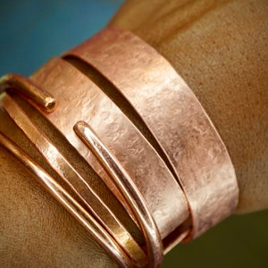 Copper Cuff Textured Flattened Bracelet | Hammered Copper Bracelet | Pure Hammered Copper Cuff Bracelet | Thick Copper Bracelet | Birthday
