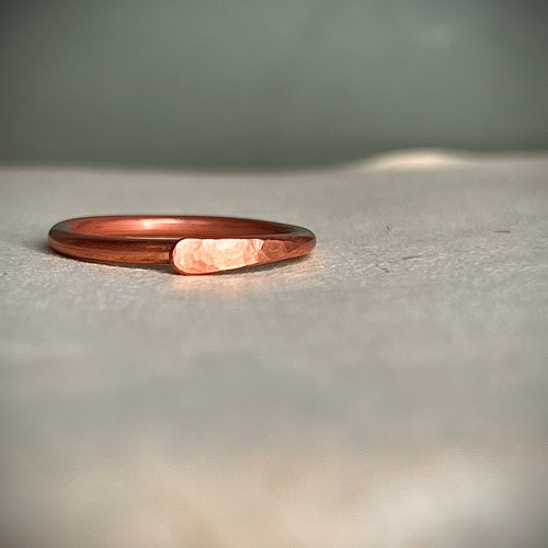 Small Pure Copper Band Textured Ring Arthritis Ring Etsy