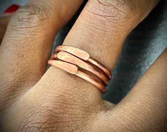 Hammered Copper Stackable Rings | Minimalist Ring Set