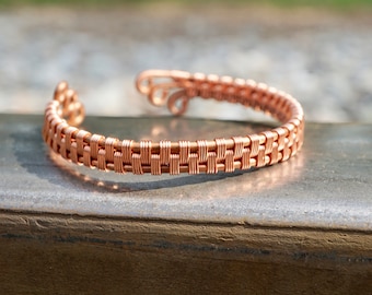 Copper Wire Wrap Adjustable Cuff Bracelet Bangle