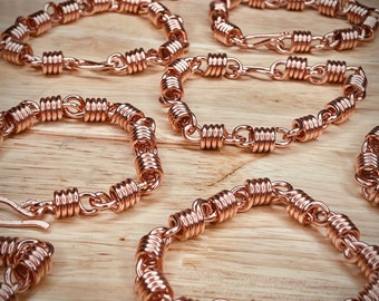 Copper Coiled Link Chain Bracelets Anklets