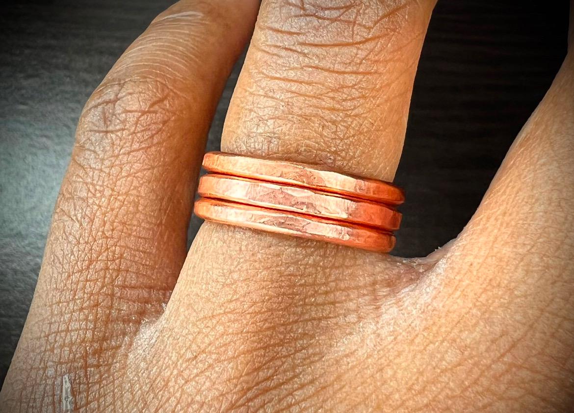 Soft Copper Rings Hammered Open Copper Ring | Flat Band, Arthritis Relief - Etsy