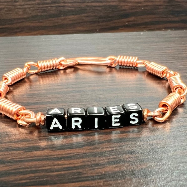 Zodiac Personalized Copper Bracelet | Copper Coil Link Zodiac Bracelet | Zodiac Anklet