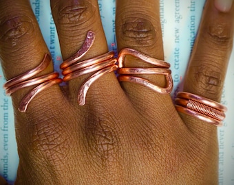 Copper Band Textured Spiral Rings | Arthritis Ring | Minimalist Ring | Birthday Gift | Anniversary Gift | Pure Copper | Dainty Ring