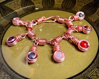 7 Chakra Crystal Copper Bracelet | Healing Gemstone Jewelry