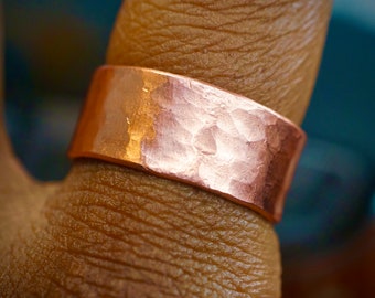 Copper Hammered Ring | Custom Ring | Hammered Ring Band | Engraved Ring |