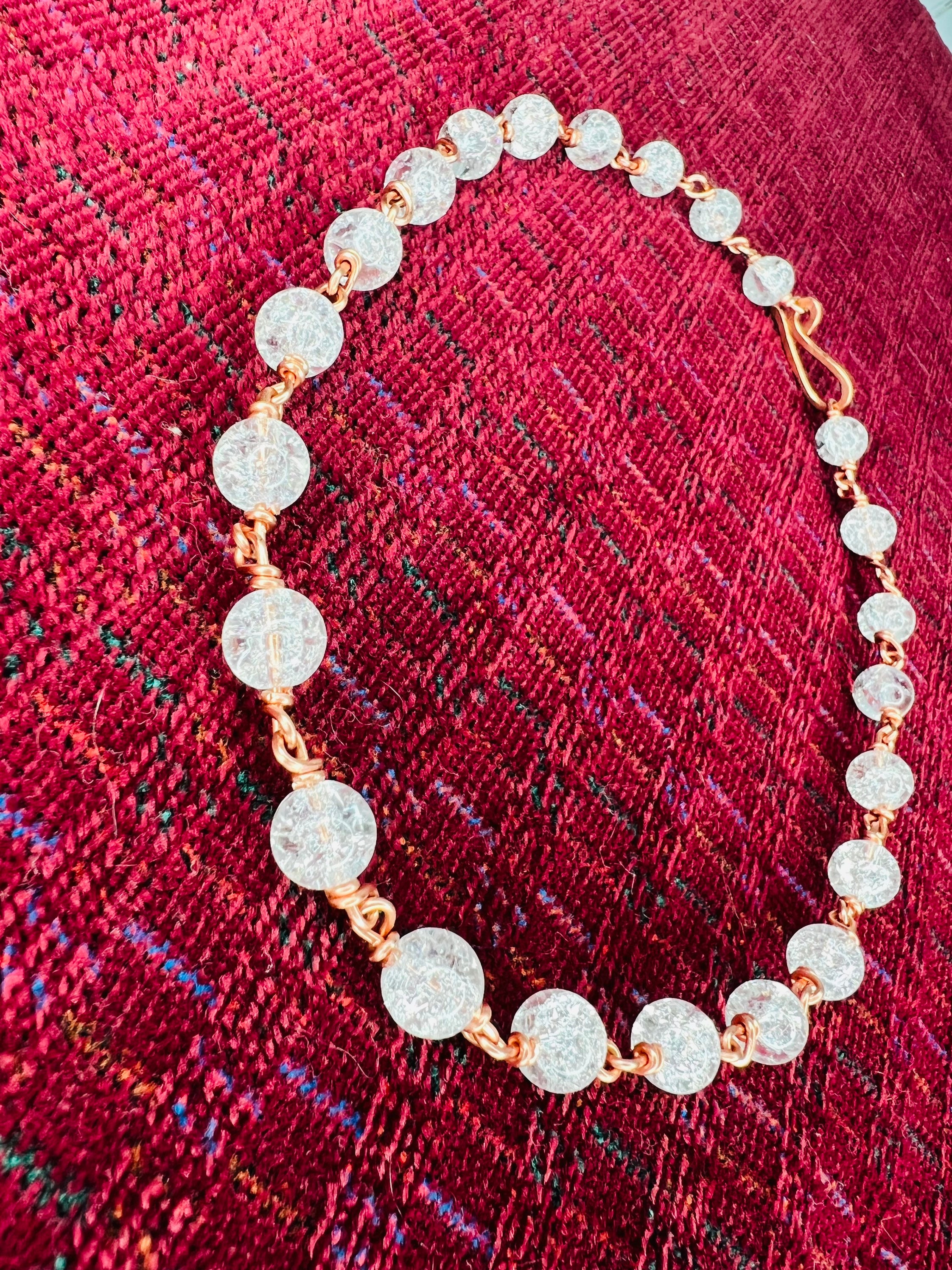 Quartz Crystal Bead Crown Chakra Necklace Choker