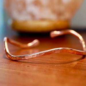 Thick Wave Copper Bangle Bracelet Arm Cuff Adjustable