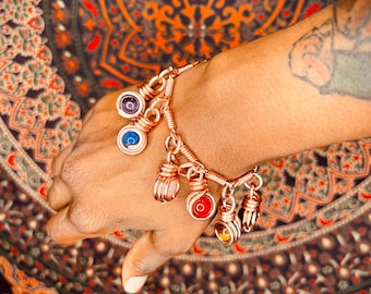 Copper 7 Chakra Crystal Bracelet | Healing Energy Jewelry