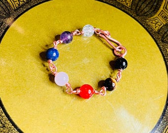7 Chakra Crystal Bead Copper Bracelet | Healing Gemstone Jewelry