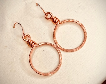 Aros de cobre pequeños / Aros de cobre grandes / Aros en espiral / Aros colgantes en espiral / Aros de cobre / Regalo para novia