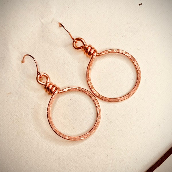 Small Copper Hoop Earrings | Large Copper Hoop Earrings | Spiral Hoop Earrings | Coil Dangle Earrings | Copper Earrings | Girlfriend Gift