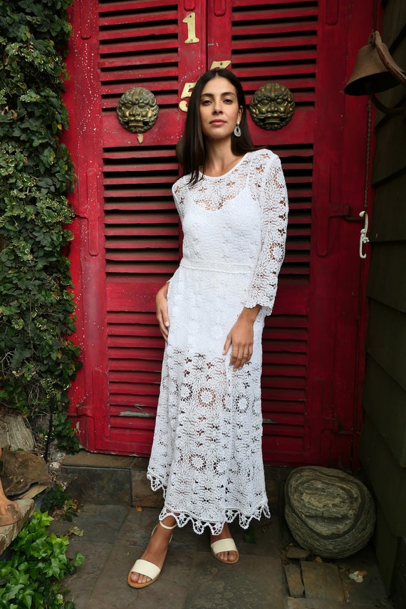 Vintage Doily Maxi Dress - image 1