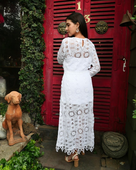 Vintage Doily Maxi Dress - image 3