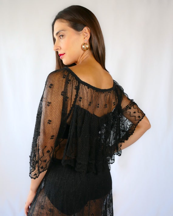 Hand Crocheted Sheer and Layered Party Dress - image 4