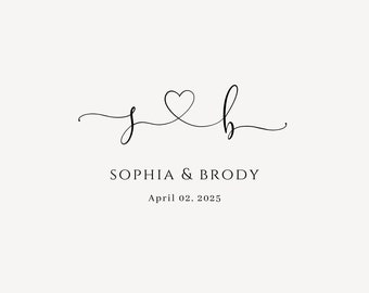 Modern Wedding Monogram, Chic Logo, Stylish Wedding Couple Logo ...