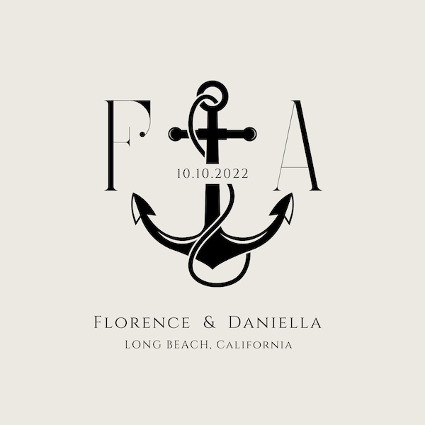 WEDDING LOGO NAUTICAL Wedding Monogram Anchor, Wedding Logo, Luxury Wedding Logo, Custom Wedding Logo, Wedding Svg Digital download