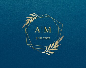 WEDDING LOGO, Wedding Party Monogram, Minimalist Modern Gold Leaf Premade Gobo, Wedding Initial Logo Design, Instant Digital Download