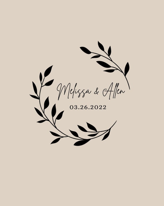 Wedding Monogram Leaves Modern Minimalist Wedding Logo Design