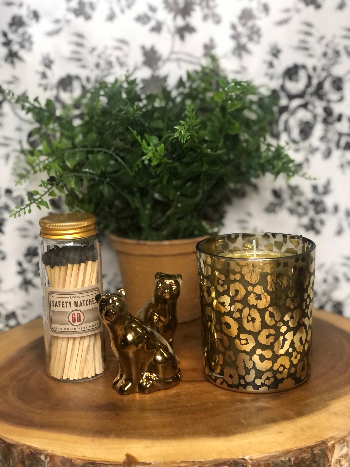 Candle Leopard print cinnamon scented Etsy