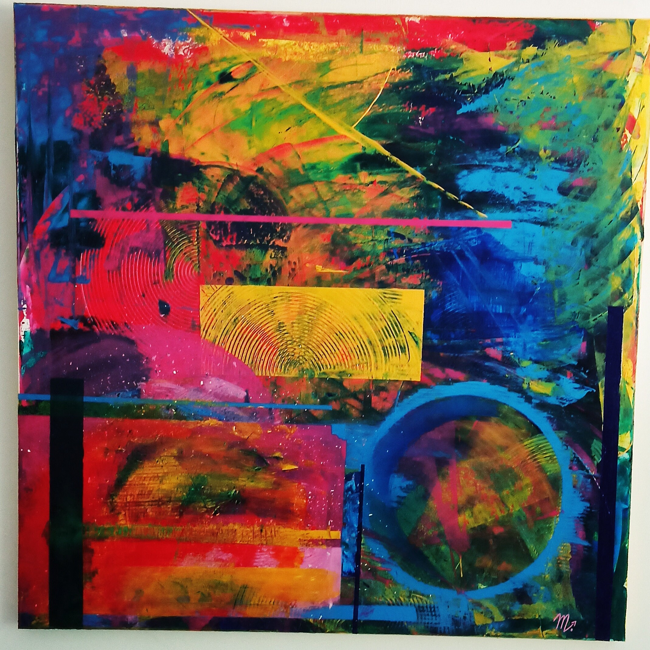 Tableau Abstrait Décoratif en Acrylique Les Rencontres