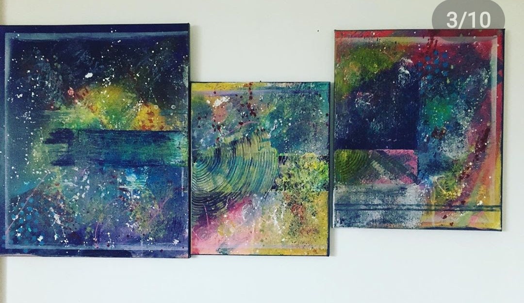 Tableau Abstrait Triptyque