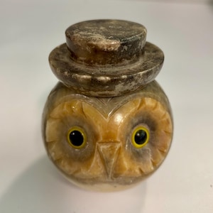 Alabaster Marble Paperweight Cap Owl