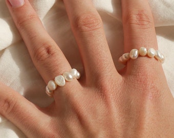 Natural pearl ring • with real, irregular freshwater pearls