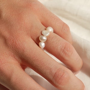 Natural pearl ring with real, irregular freshwater pearls image 6