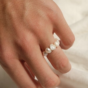 Natural pearl ring with real, irregular freshwater pearls image 4