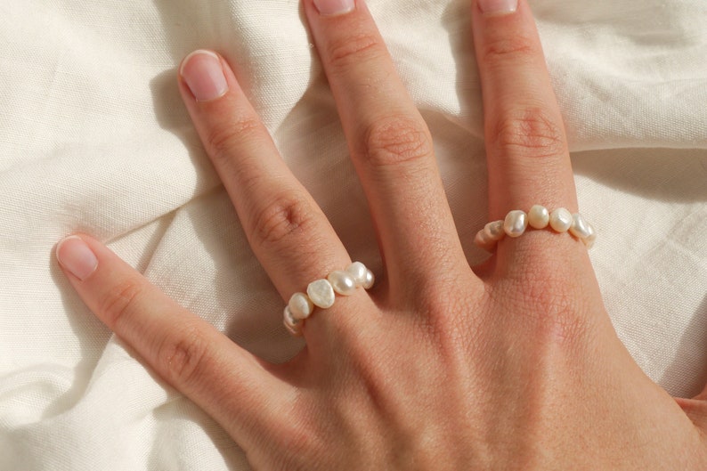 Natural pearl ring with real, irregular freshwater pearls image 1