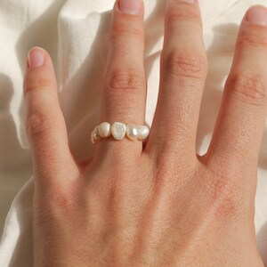 Natural pearl ring with real, irregular freshwater pearls image 2