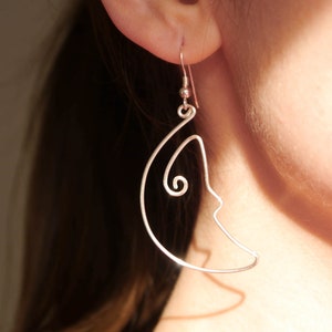 Moon wire earrings ear hooks 925 silver and silver-plated copper wire, Goth Emo Indie image 9