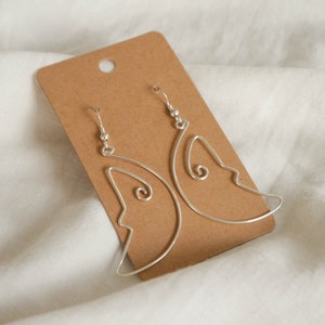 Moon wire earrings ear hooks 925 silver and silver-plated copper wire, Goth Emo Indie image 2
