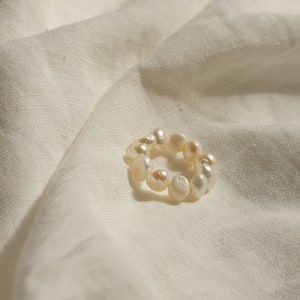 Natural pearl ring with real, irregular freshwater pearls image 3
