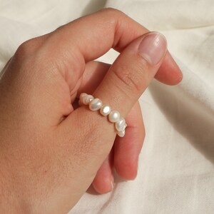 Natural pearl ring with real, irregular freshwater pearls image 8