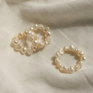 Natural pearl ring with real, irregular freshwater pearls image 7