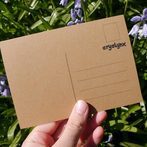 Postal de cartón kraft búho con letra, impresa a mano DIN A6 imagen 5