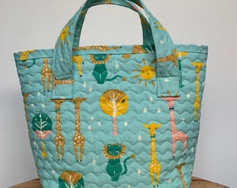 Quilted lunch bag GOTS certified organic cotton, Washable, Eco friendly,Kids/adult/student lunch bag,Handmade in USA