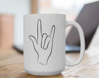 ASL Coffee Mug, asl ily, ASL I Love You, asl love sign, I love you ASL, asl mug, Sign Language, inclusion matters, asl Gift, equality