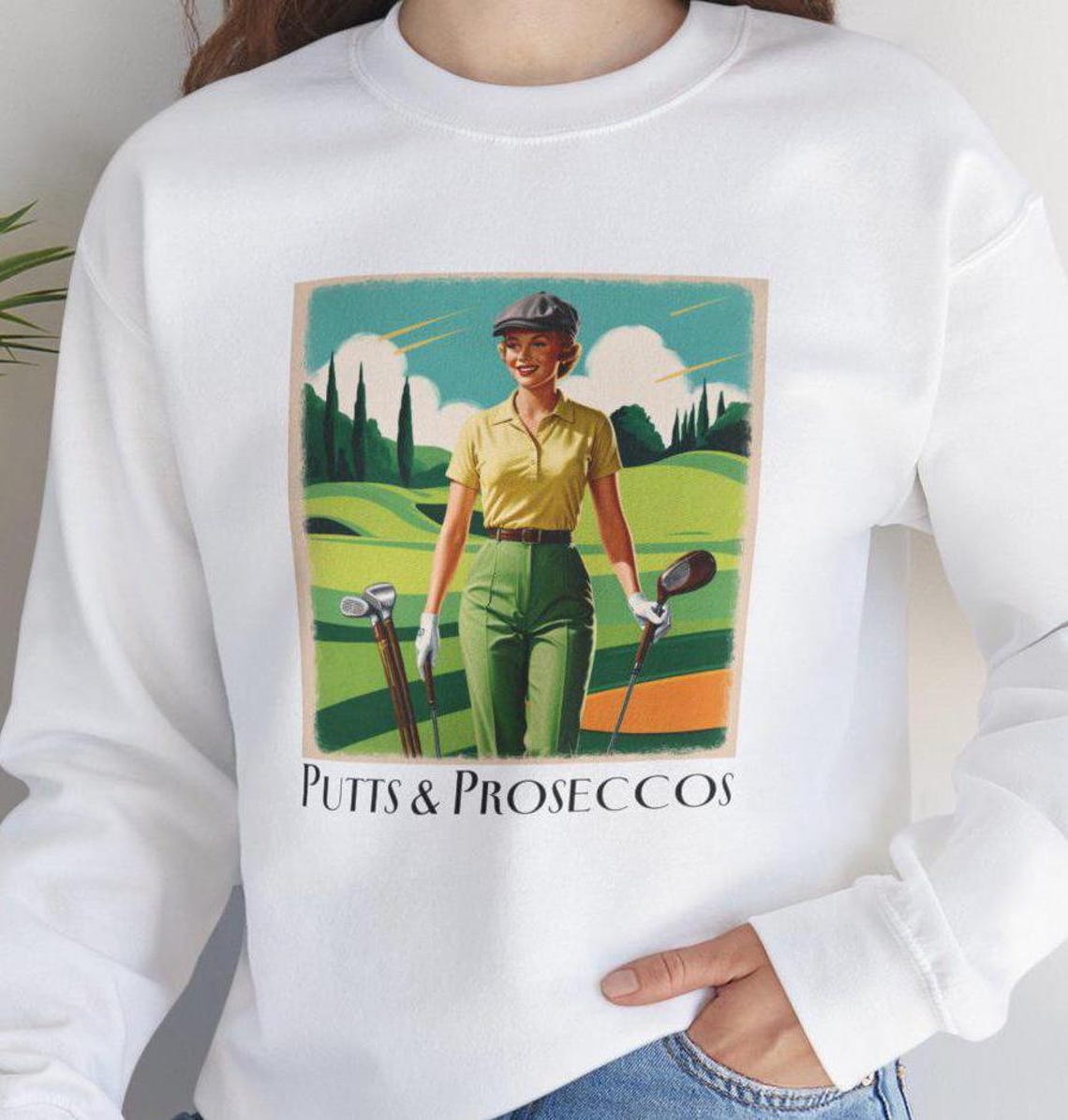 Golf Green Print Pattern Women's Sweatshirt