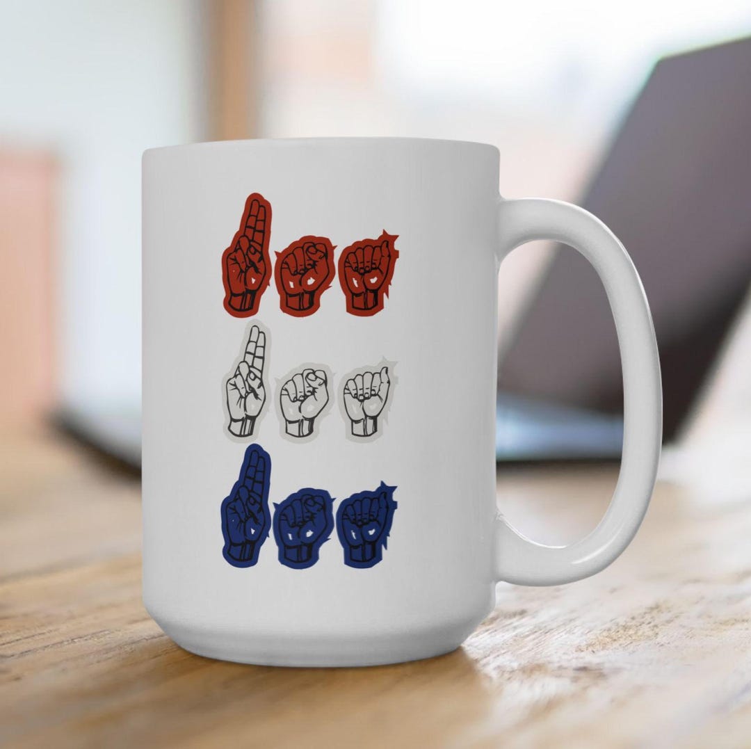 ASL USA Red White Blue Ceramic Mug | Patriotic Coffee Mug | Asl Mug ...