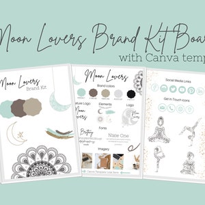 Kit de tablero de marca Moon Lovers con plantilla Canva, kit de marca personalizado integral, kit de identidad de marca, tesoros de marca, actualización de marca