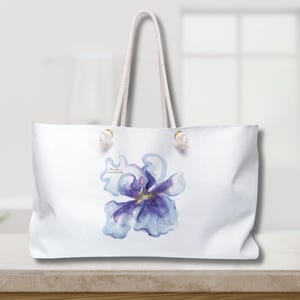 Iris Botanical Tote, Nature Tote Bag, Flowery Tote Bag, Bridal Shower Gift, Personal Bridal Gift, Canvas Totebag, Bachelorette Tote, Iris